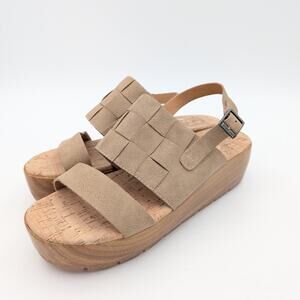 Korks Fraya Wedge Slingback Natural Platform Sandal Women's Size US8M EU39